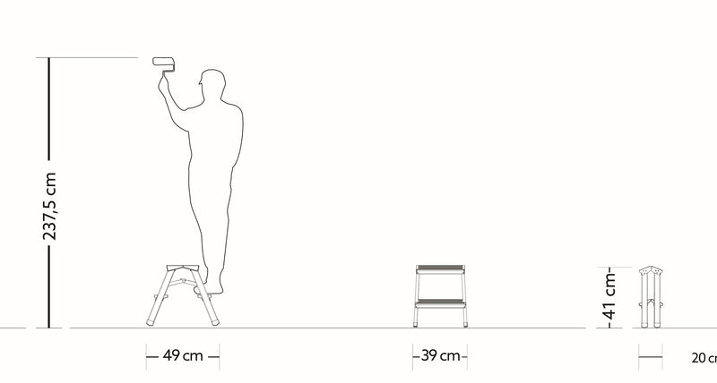 Scaletto Sgabello Richiudibile 2 Gradini Bifacciale 2x2 Doppia Salita Portata Max 125 Kg in Alluminio-6