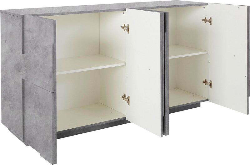 Credenza 4 Ante Battenti 162,4x44,2x86 cm Ping Cemento Bronx-3