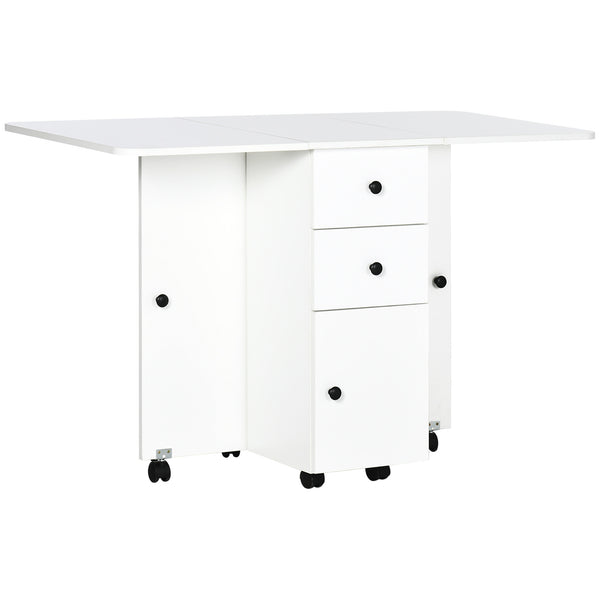 prezzo Tavolo a Ribalta per 6 Persone max con 2 Cassetti Armadietto e Ripiano 120x60x76,5 cm in Truciolato Bianco