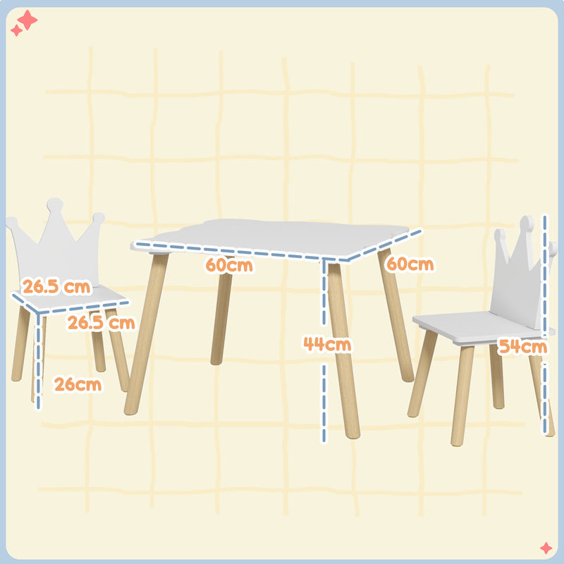 Set Tavolo con 2 Sedie per Bambini Corona Bianco  -3