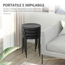 Set 4 Sgabelli Rotondi Ø41,5x46 cm in Tessuto Effetto Velluto Nero  -6