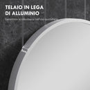 Specchio Bagno Ovale da Parete con Cornice in Alluminio 60x90 cm Verticale o Orizzontale Argento-5