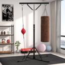 Supporto Sacco Boxe Altezza Regolabile 175-220 cm con 6 Barre di Rinforzo in Acciaio Nero   -2