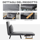 Poltrona Letto Singolo Trasformabile 63x73x81 cm in Tessuto Effetto Velluto Grigio Scuro  -6