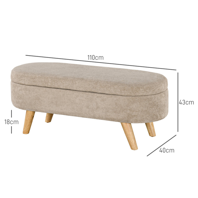 Panca Fondo Letto Imbottita con Vano Contenitore 110x40x43 cm Beige  -3