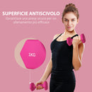 Set 2 Manubri Palestra 1 kg Pesi esagonali per Allenamento Rosa-6