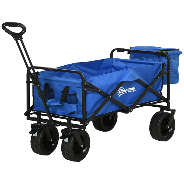 Carrello da Giardino 110L con Maniglia Telescopica e Borsa Termica  in Acciaio e Tessuto Blu acquista