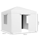 Copertura per Gazebo 3x3m con Porte a Cerniera e Finestre Bianco-3