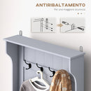 Mobile Appendiabiti con Panca Contenitore 71,5x39,5x170 cm in Legno Grigio  -7