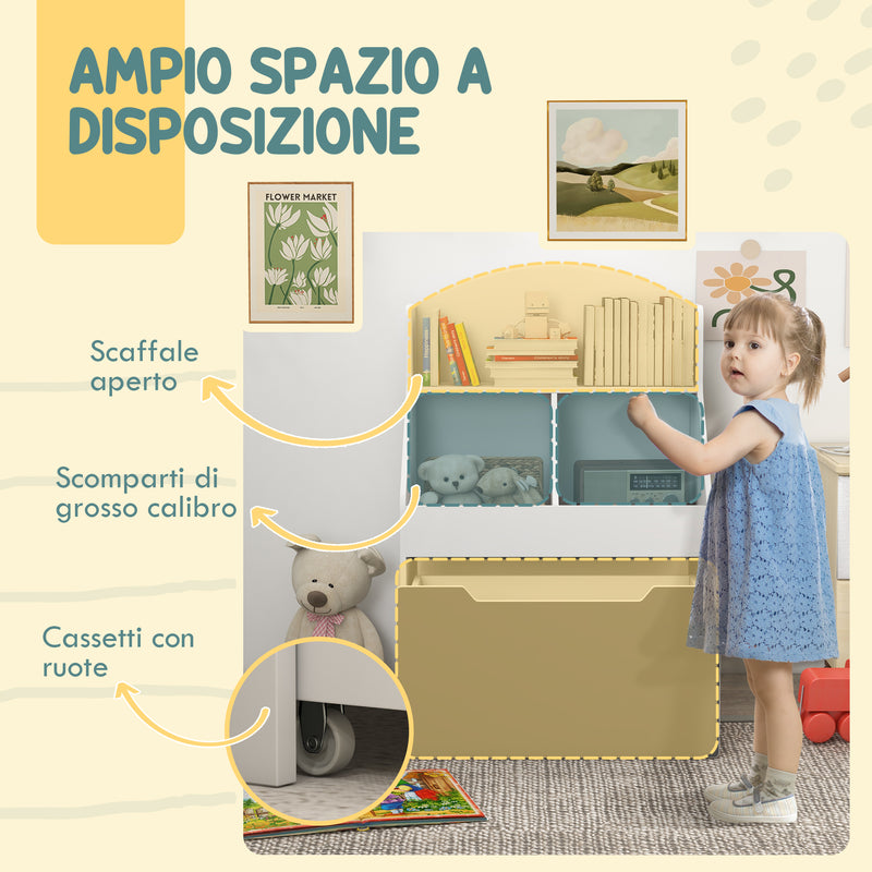 Libreria per Bambini 2 Livelli con Cassetto 62x40x88 cm Bianco  -4