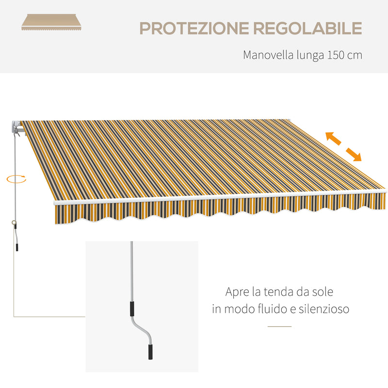 Tenda da Sole per Esterno Avvolgibile a Bracci 350x250 cm con Apertura a Manovella Giallo-6