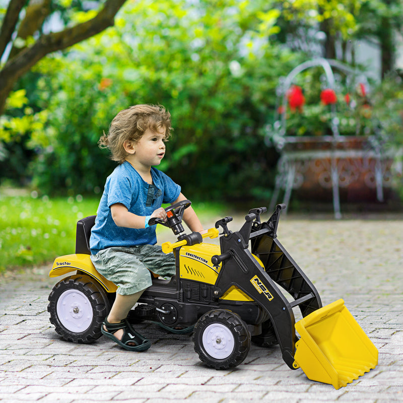 Escavatore A Pedali per Bambini con Ruspa Giallo   -2