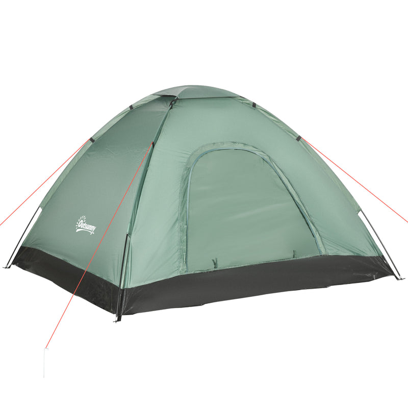 Tenda da Campeggio 2 Posti con Porta a Cerniera Zanzariera e Sacca di Trasporto 206x185x120 cm in Poliestere Verde-1