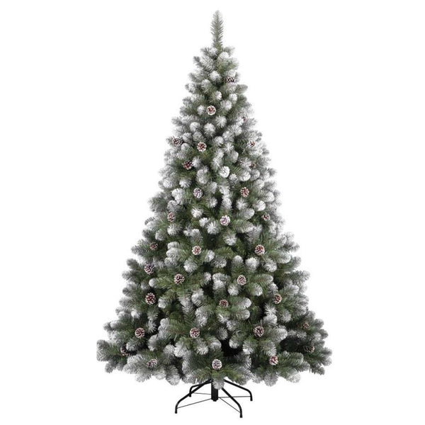 prezzo Albero di Natale Artificiale alto 150cm con 361 rami addobbato con punte innevate e pigne