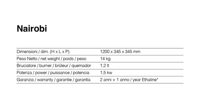 Camino a Bioetanolo da Pavimento 34,5x34,5x120 cm 1500W 1,2L Nairobi Nero -6