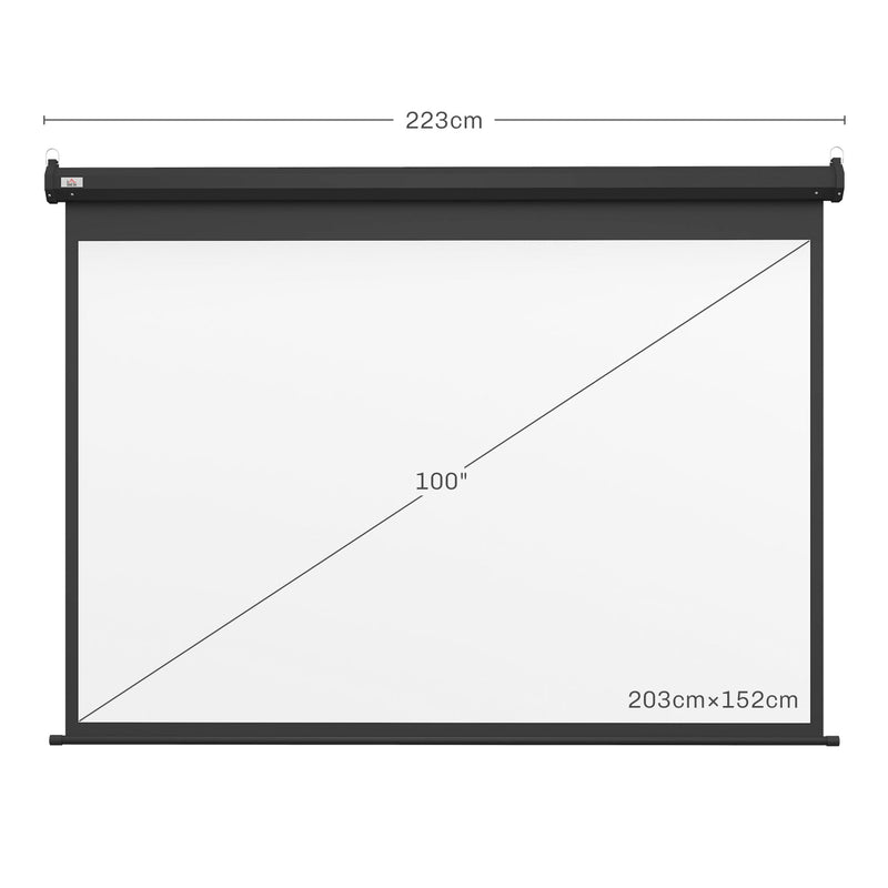 Telo Proiettore 100" Regolabile con Telecomando Formato 4:3 203x152 cm Nero-3