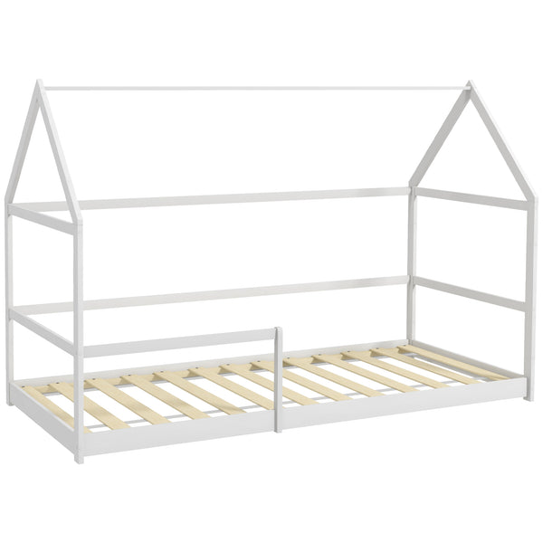 Letto per Bambini con Sponde di Protezione a Forma di Casetta 196x97,5x135 cm Bianco sconto