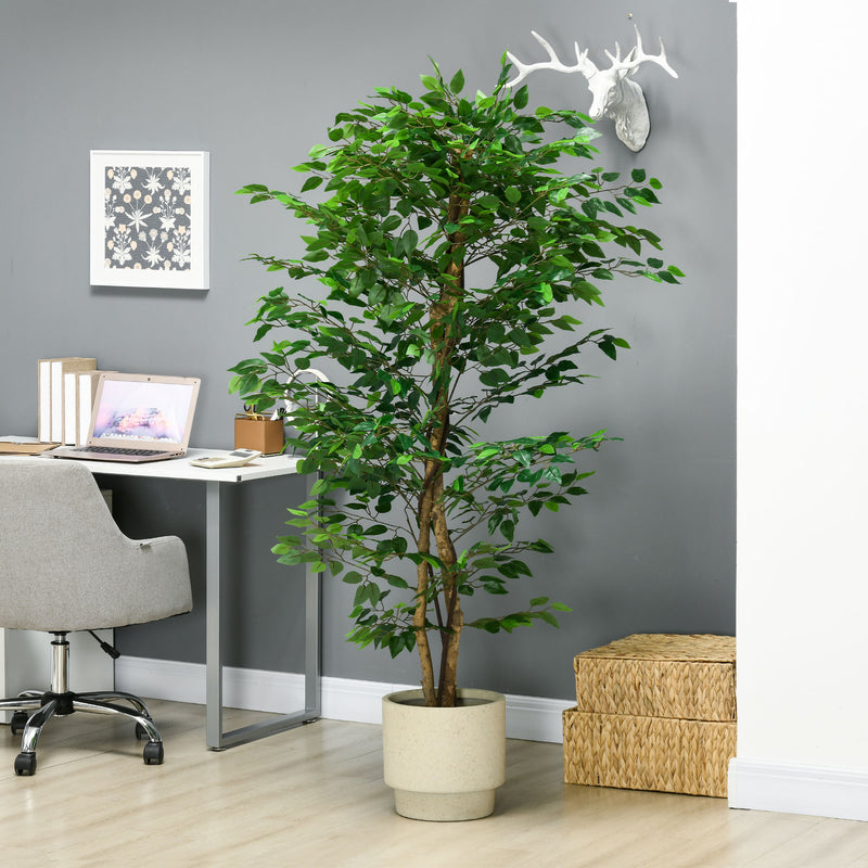 Pianta Artificiale di Ficus con Vaso per Interni ed Esterni 180 cm Verde -7