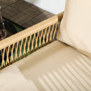 Set Tavolino e 2 Poltroncine con Cuscini da Giardino in Rattan PE Acciaio e Poliestere Beige-9