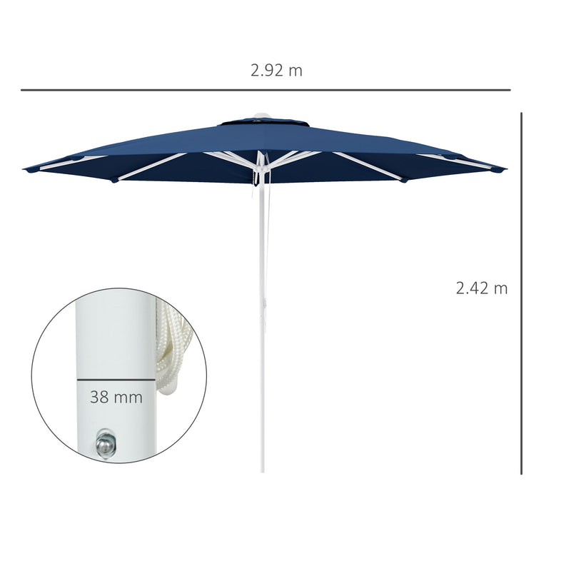 Ombrellone da Giardino ad Altezza Regolabile Ø2,92x2,42m in Metallo e Poliestere Blu Scuro-3