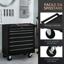 Carrello Porta Utensili da Officina con 7 Cassetti Serratura con Chiavi 69x33x75 cm Nero-6