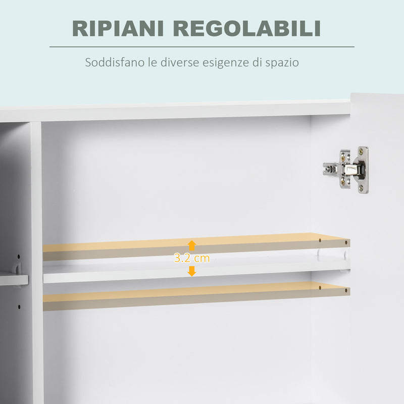 Armadietto Specchiera da Bagno con 3 Armadietti 90x15x65 cm 3 Ripiani e Luce LED Bianco-6