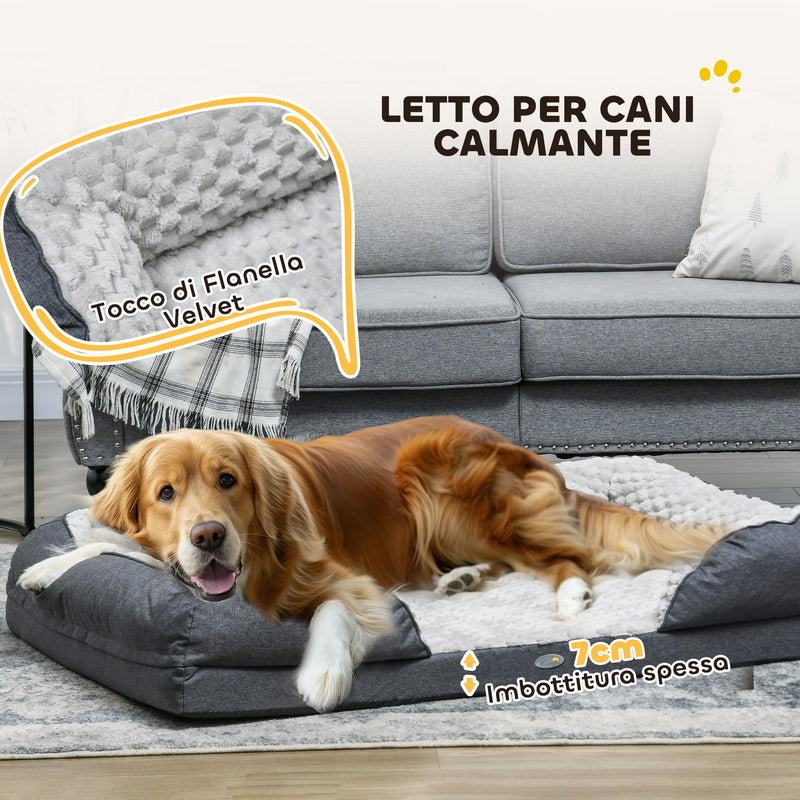 Cuccia per Cani Taglia Grande Imbottita con Cuscino Rimovibile Lavabile 120x80x22 cm Grigio Carbone -6