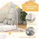 Letto per Bambini con Sponde di Protezione a Forma di Casetta 196x97,5x135 cm Bianco  -5