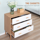 Cassettiera 3 Cassetti 80x39x80 cm Bianco e color Legno   -4