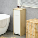 Mobile Bagno con Cassetto e Armadietto con Ripiano Regolabile Interno 32,6x30x90 cm in MDF Bianco e legno naturale-6