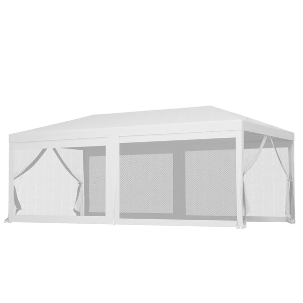 Gazebo da Giardino per Feste con 6 Pareti Rimovibili a Zanzariera 582x295x255cm Bianco acquista