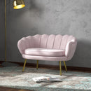 Divano 2 Posti 130x77x77 cm in Velluto Rosa  -2