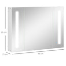 Armadietto Specchiera da Bagno con 3 Armadietti 90x15x65 cm 3 Ripiani e Luce LED Bianco-3