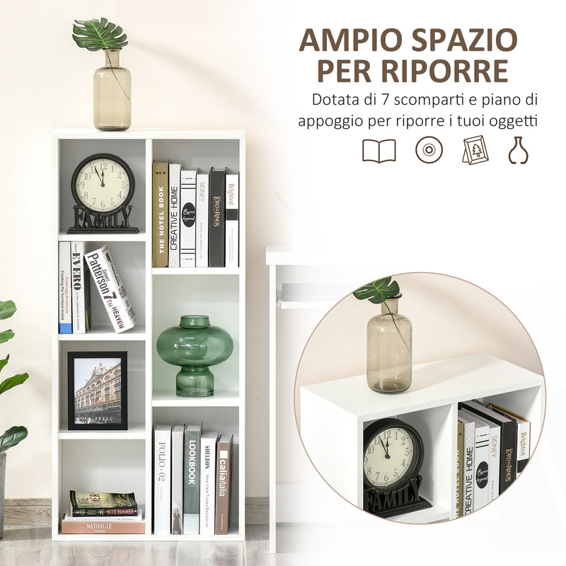 Libreria Moderna a Cubi con 7 Ripiani 50x24x106 cm in Legno Truciolato Bianca-5