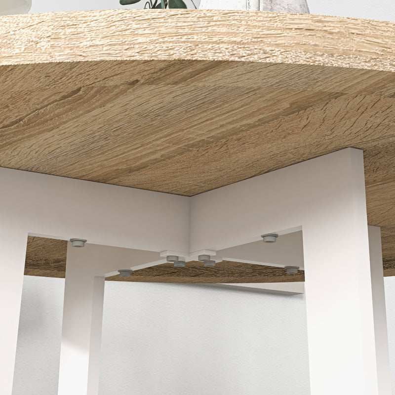 Tavolo da Pranzo Rotondo Moderno per 4 Persone Ø100x75 cm in MDF e Acciaio colore Legno Naturale e Bianco-7