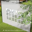 Set 2 Pareti Laterali per Gazebo 3x3m e 3x6m con Finestre 293x193 cm in PE e Plastica Bianco-6