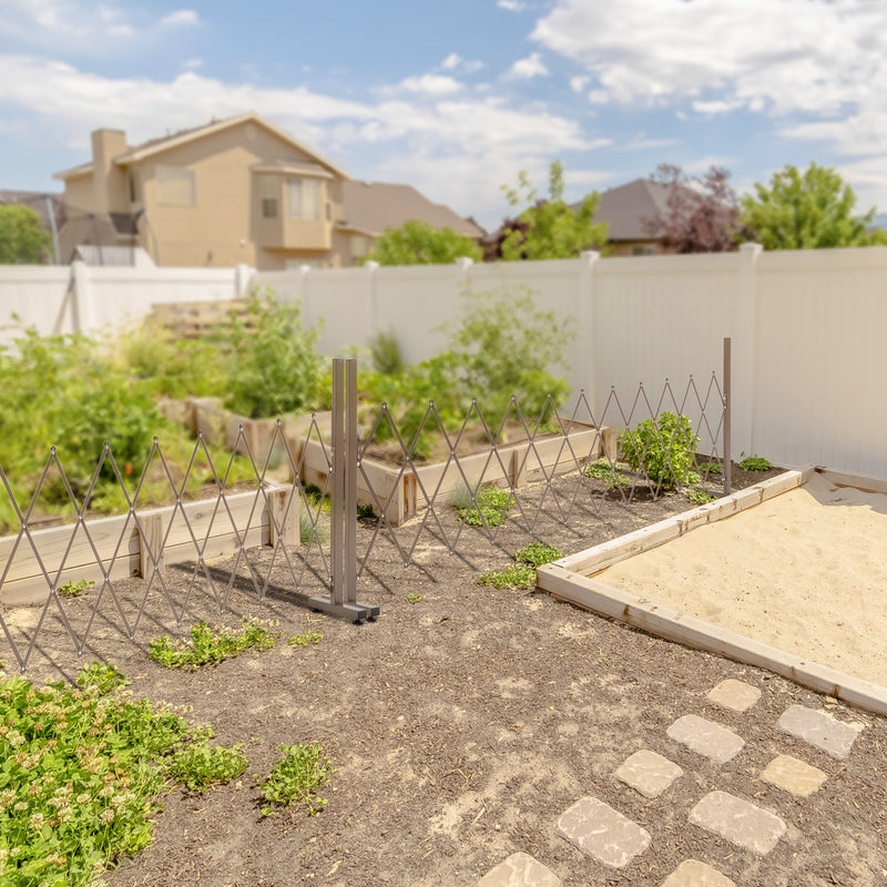 Recinzione per Giardino Estensibile Autoportante 35-300 cm in Metallo e Alluminio Marrone Scuro-2