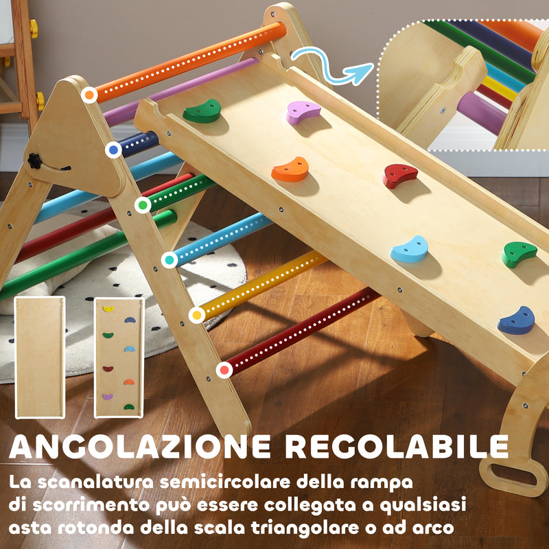 Gioco per Bambini 5 in 1 Triangolo e Arco Montessori Rampa per Arrampicata    -6