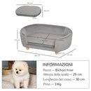 Cuccia Divano per Cani e Gatti Taglia Piccola 86x55x33 cm Grigio Chiaro -3