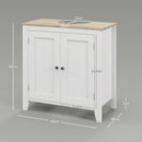 Mobile Sottolavabo Bagno a U con Ripiano Regolabile Interno 60x30x60 cm in MDF Bianco e Legno-3