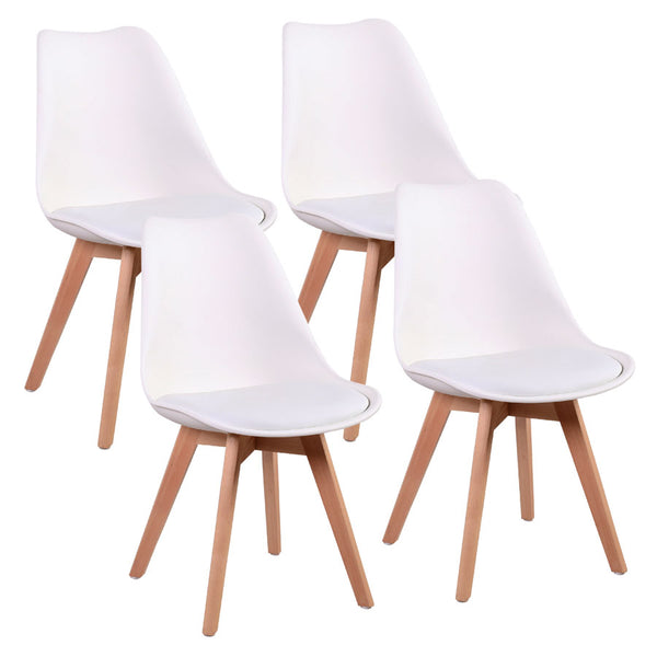 sconto Set 4 Sedie Ergonomiche 53,5x48,5x83 cm Gambe in Legno Candice Bianco