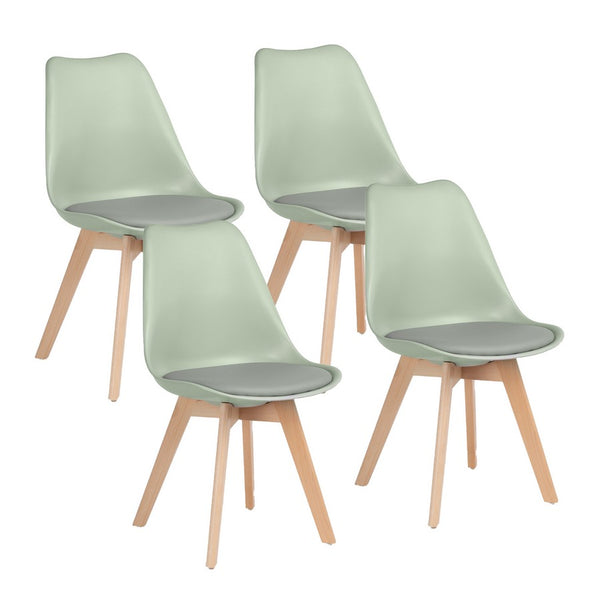 Set 4 sedie 53,5x48,5x83 cm Gambe in Legno Candice Verde Chiaro sconto