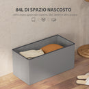 Panca Contenitore Pieghevole 84L 76x38x38 cm in Finta Pelle Grigio-4