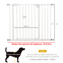 Cancelletto di Sicurezza per Cani Montaggio a Pressione Chiusura Automatica 76,2A cm Bianco -3