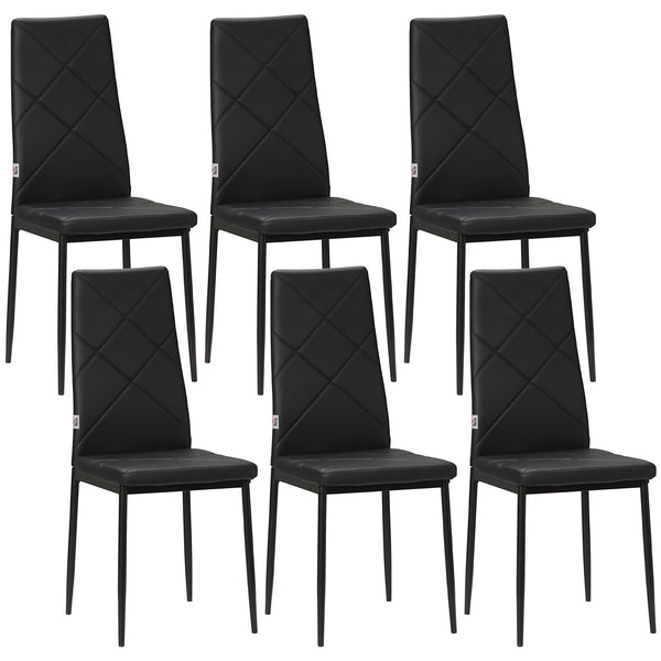 acquista Set 6 Sedie da Pranzo Moderne Schienale Alto Cuciture a Diamante 41x50x97 cm Nero