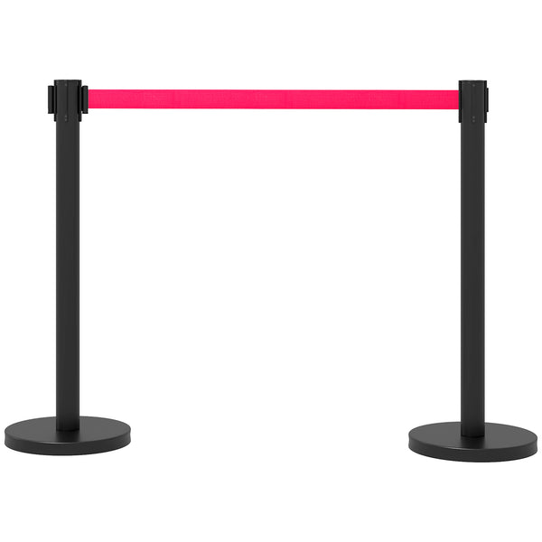 sconto 2 Colonnine Tendinastro di 2 m in Acciaio Inox Nero  Ø32x90 cm Nastro Rosso