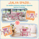 Set Tavolo con 4 Sedie per Bambini Altezza Regolabile Rosa  -7