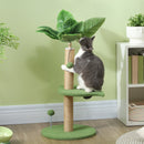 Albero Tiragraffi per Gatti Palo in Juta Piattaforme in Peluche e Palline Ø40x83 cm Verde-2