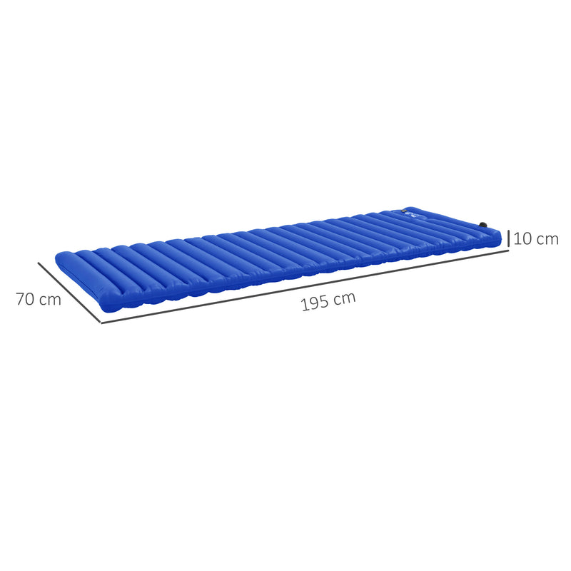 Materasso Gonfiabile Singolo con Pompa a Pedale Incorporata 195x70x10 cm in Plastica 190T Blu-3