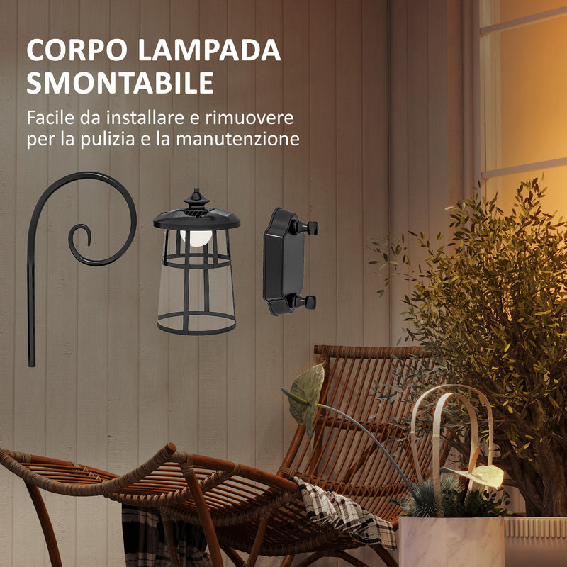 Lampada da Esterno con Pannello Solare 16,5x25,5x41 cm Impermeabile IP44 e Accensione Automatica Nero-6